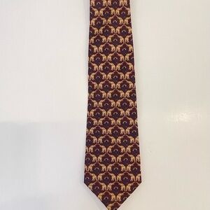 Men's Maroon Patterned Elephants Silk Tie -